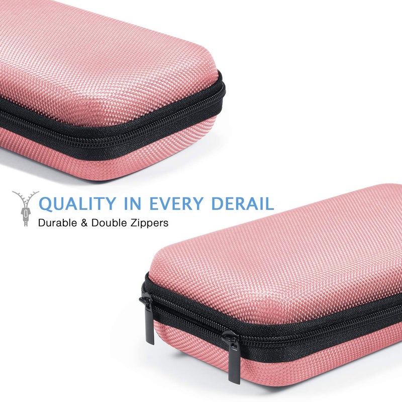 GLCON Cell Phone Carrying Case - Portable Hard EVA Charger Case - High Protection Small Zipper Travel Pouch Storage Bag Electronic Organizer for Battery, GPS, Hard Drive, Charging Cable, Cord - Pink - Image 5